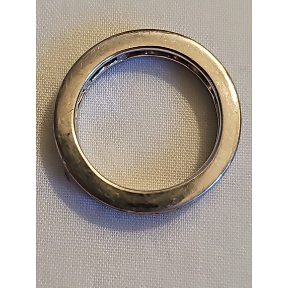 .925 Sterling Silver Chocolate & White CZ Eternity Band Ring Size 6 - Picture 3 of 4